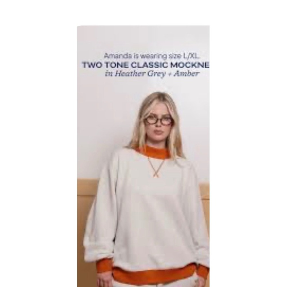 PARKE Two Tone Classic Mockneck Sweatshirt Heather Grey Amber L/XL - Picture 3 of 12